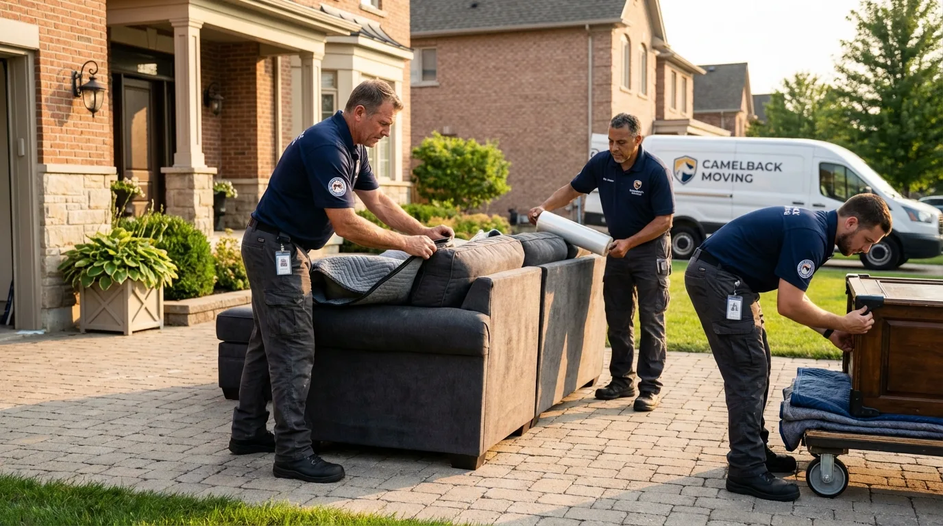 Large estate moving crew wrapping furniture in Coushatta, LA